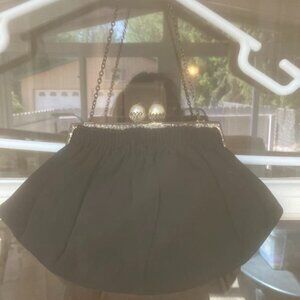 Albro Vintage Evening Bag Black with Faux Pearl Clasp